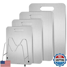 Yaocom 4 Pcs 6"x9.5", 8"x12", 9"x13.4", 15.4"x11" Stainless Steel Cutting Boa