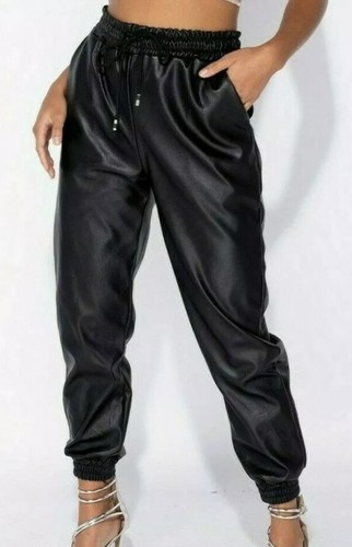 Faux Leather Loose Joggers Pants 