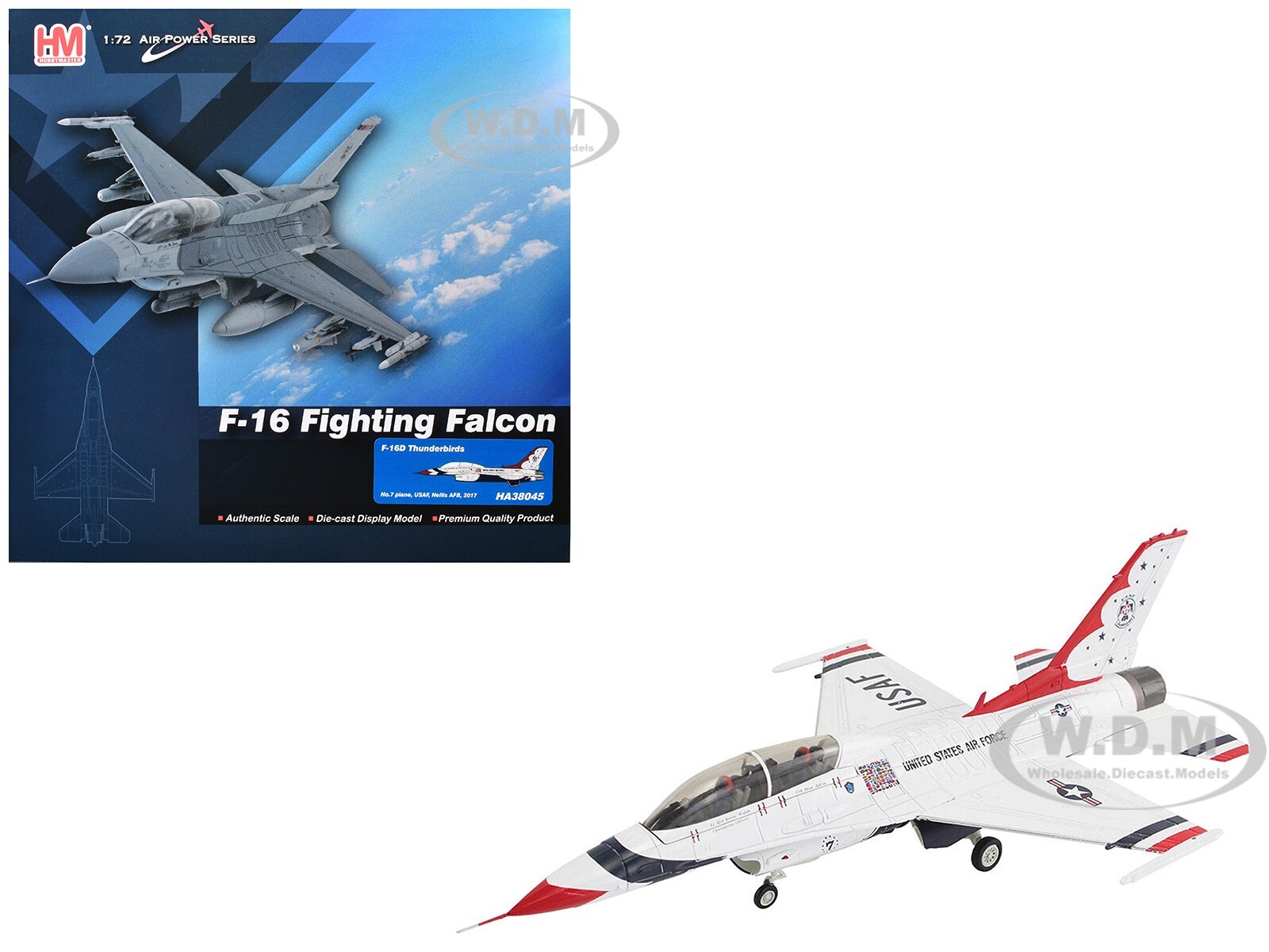 LOCKHEED F-16D FIGHTING FALCON THUNDERBIRDS 7 172 ОТ HOBBY MASTER HA38045 24090₽