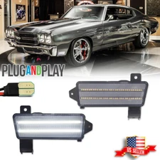 For 1970 Chevy Chevelle El Camino Clear White LED Front Side Marker Lights 2PCS