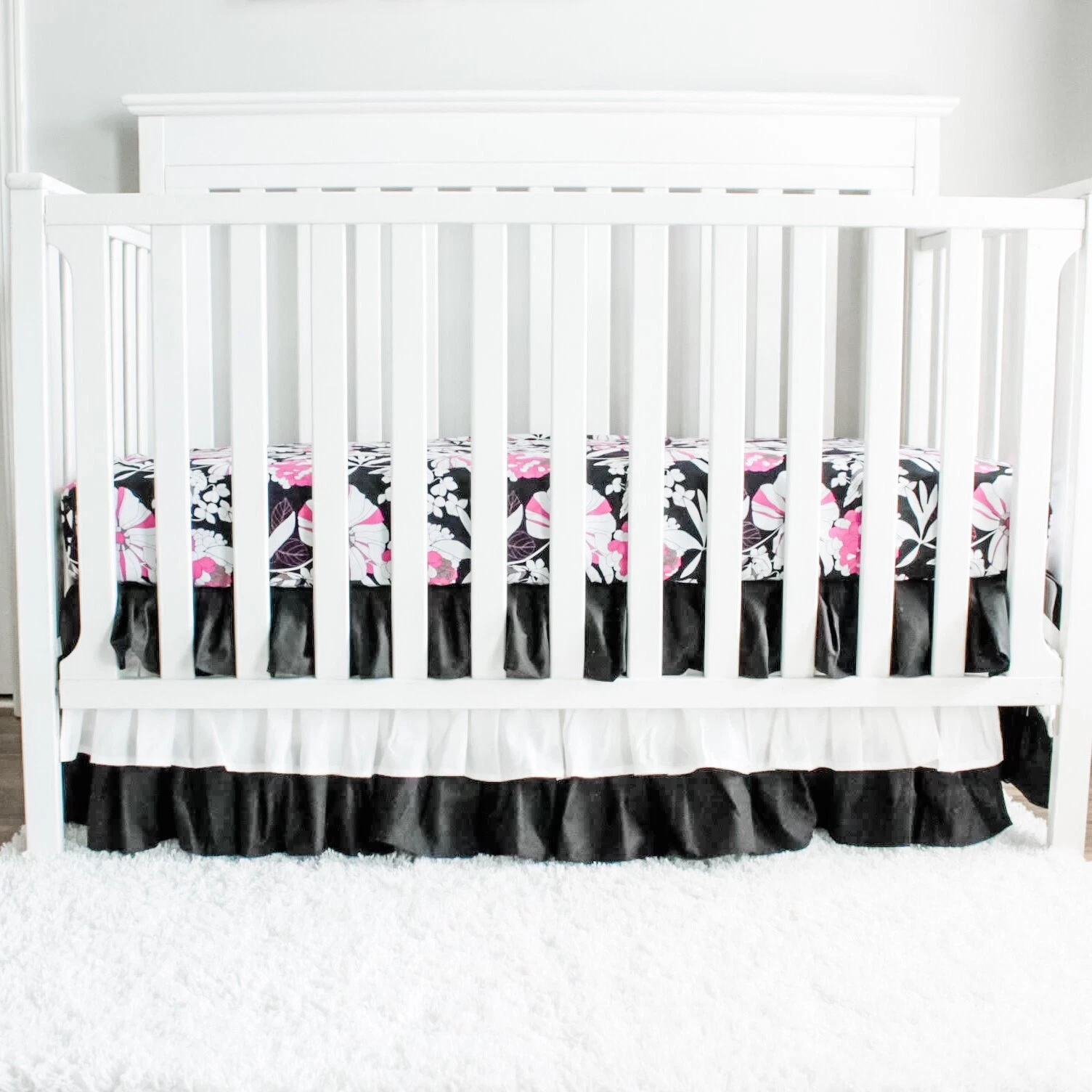 Black And Pink Girl Crib Bedding Set