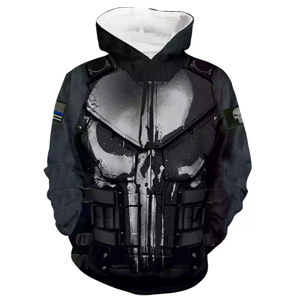 3D Skeleton Skull Hip Pop Punisher Hoodie
