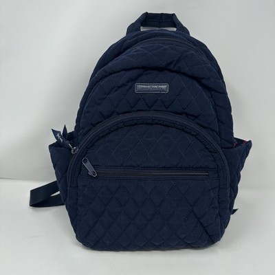 Vera Bradley Essential Compact Backpack Bag Classic Navy Blue Microfiber Quilted