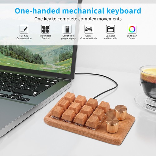 Adjustable Knob Mechanical Keypad with 12 Programmable Keys in Brown Finish - Picture 1 of 3