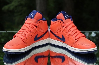 Nike Air Jordan 1 Mid Turf Orange Women's Size 6 Blue Custom