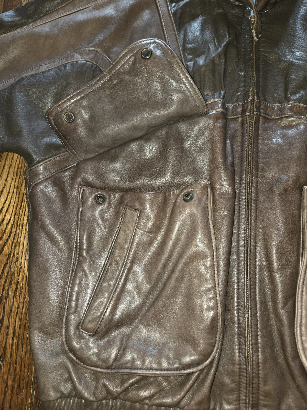 Vtg Aeropostale Compagnie Generale Leather Bomber Jacket Size 46 1980s 90s - product detail image 7