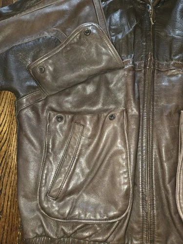 Vtg Aeropostale Compagnie Generale Leather Bomber Jacket Size 46 1980s 90s image 7