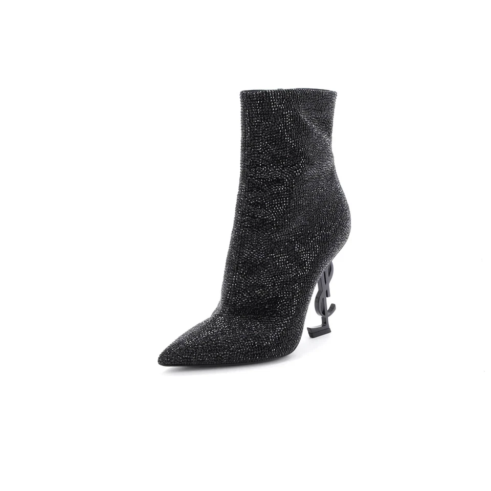 Saint Laurent Women's Opyum Ankle Boots Crystal Embellished Leather