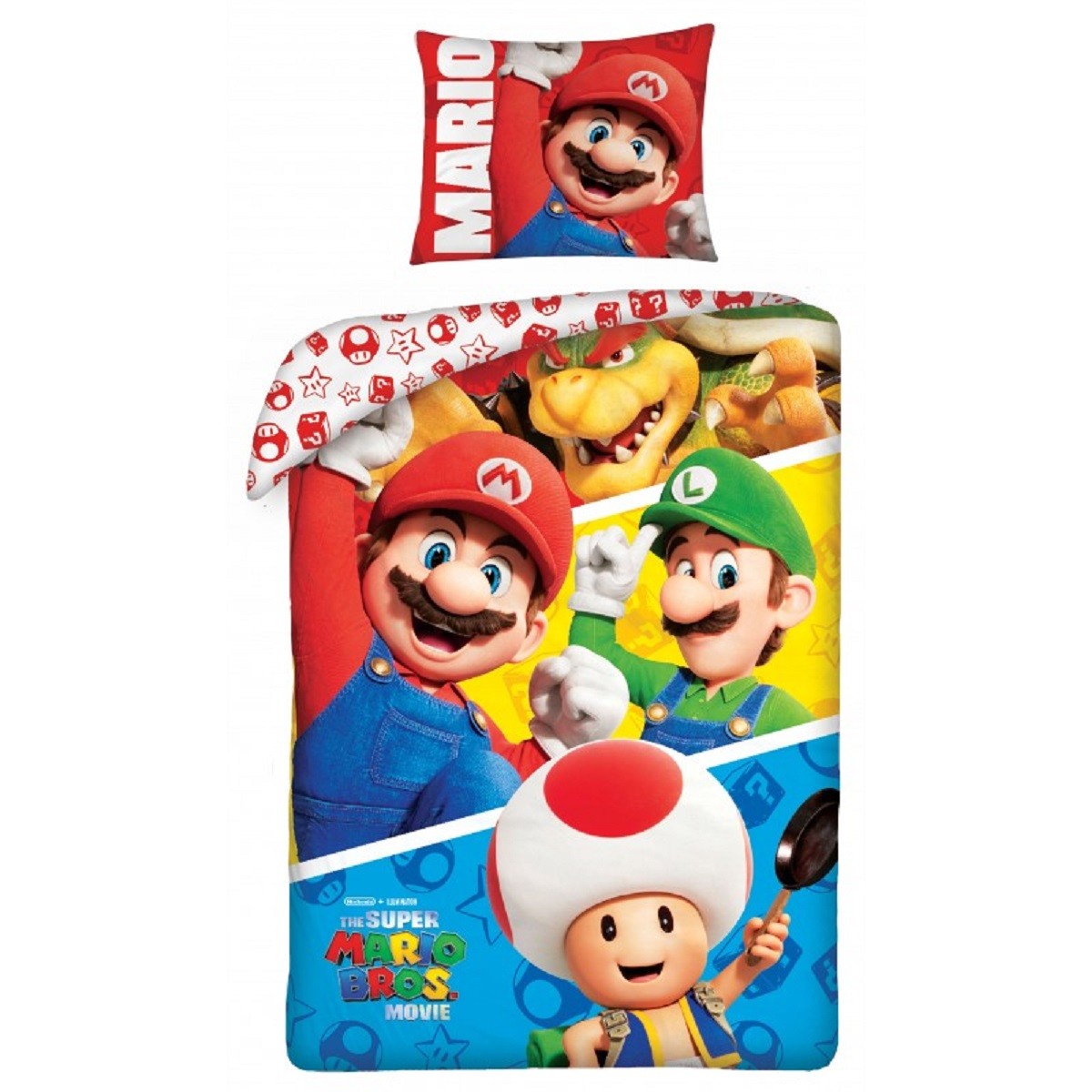 Super Mario Bettwäsche Set aus Baumwolle 140 × 200 cm + 70 × 90 cm