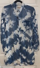 Calvin Klein Jeans Womens Chambray Button front Shirt Dress Tie Dye Small