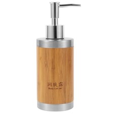 Bamboo Lotion Dispenser 250ml Refillable Soap Container for Bathroom Use