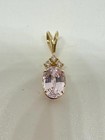 6.7 Carat Pink Kunzite Diamond Pendant Necklace Antique 14K Gold — photo 5