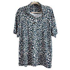 Bad Birdie Mens XL Floral Polo Shirt Green White Short Sleeve Golf