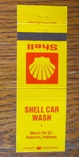 SHELL GAS STATION MATCHBOOK COVER: AUBURN, INDIANA EMPTY MATCHCOVER -A20