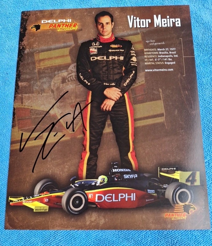 Authentic VITOR MEIRA Signed 8X10 FAN CARD NDYCAR INDIANAPOLIS 500 