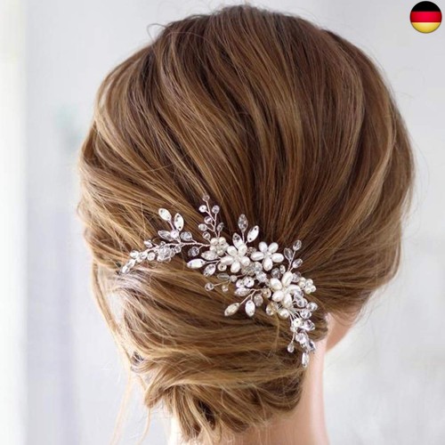 Unicra Braut Hochzeit Haarkamm Silber Braut Haarschmuck Perle Kristall Hochzeit - Bild 3 von 7