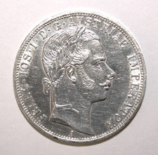 S12 - Austria 1 Florin 1861-A Brilliant Unc. Silver Coin - Without Dot ** Scarce