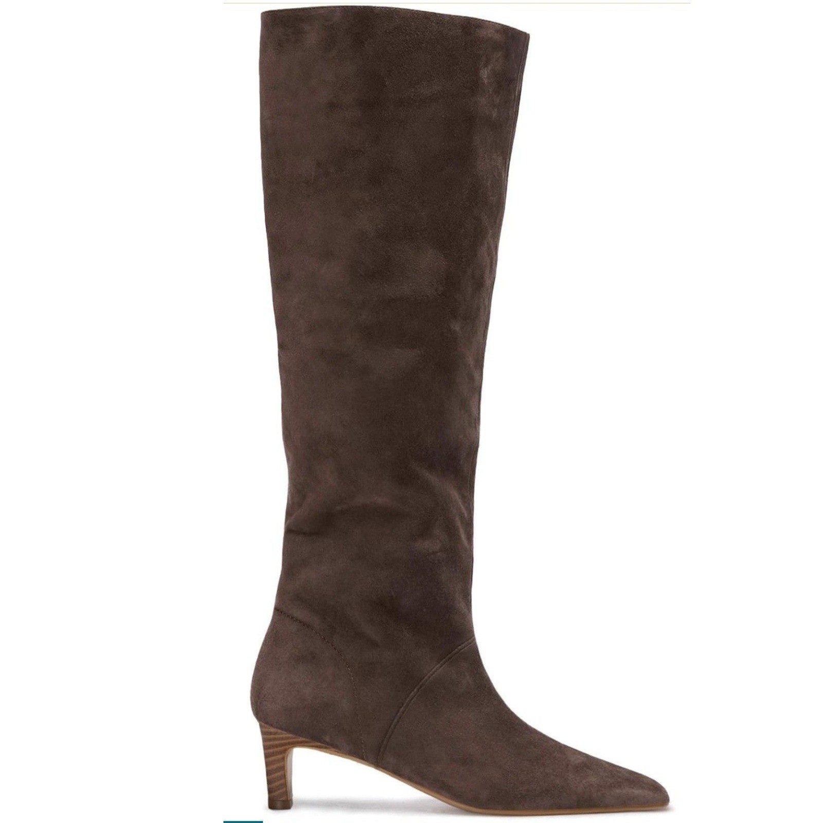 Coutgo Womens Brown Faux Suede Pointed Toe Kitten Heel Tall Boots Size 7.5 NEW