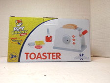 Toy Pretend Play Wooden Toaster with Extra Parts by Play Brainy