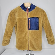 Tommy Bahama Jacket Boys Medium 7/8 Brown Sherpa Fleece Faux Fur Full Zip Pocket