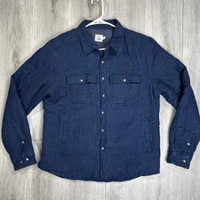 Flint And Tinder Shirt Jacket Men’s Large Quilted Indigo Camp Shirt Huckberry