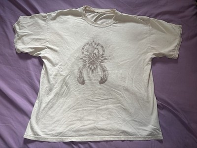 Vintage Native American Southwestern Shirt Mens XL Beige Thrashed Bison Feather