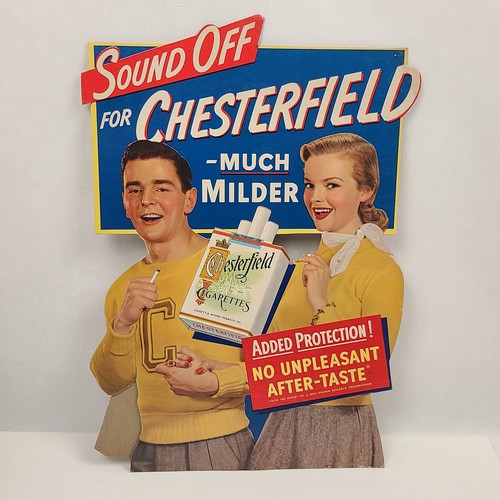 Vintage Chesterfield Cigarette Advertising Sign Store Display Cardboard Easel