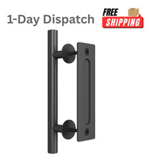 SMARTSTANDARD 12 Inch Sliding Barn Door Handle Pull Flush Hardware Set Black
