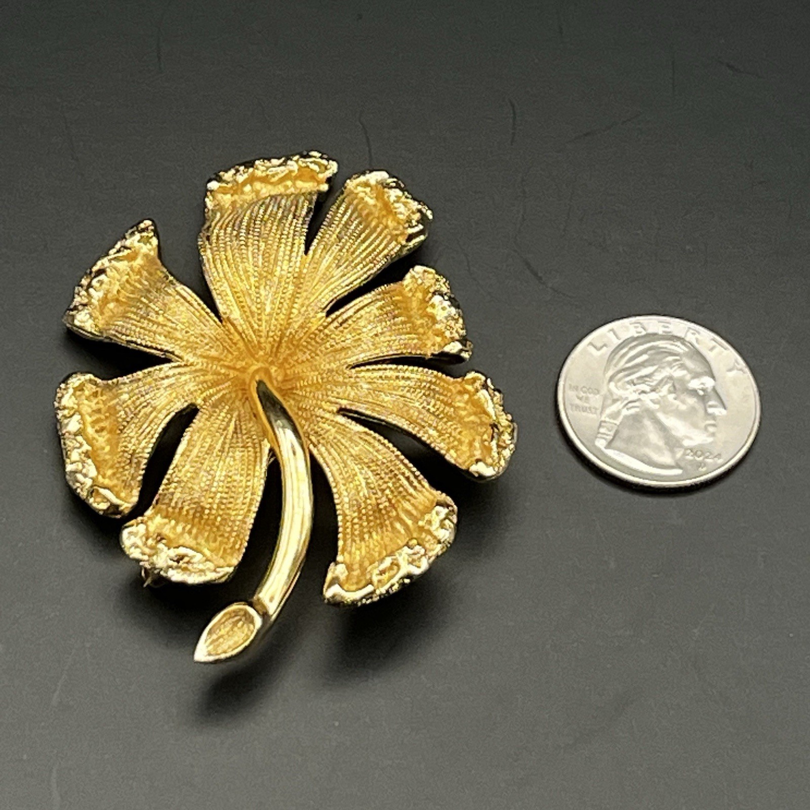 LARGE STATEMENT MONET FLORAL BROOCH HIBISCUS FLOW… - image 7