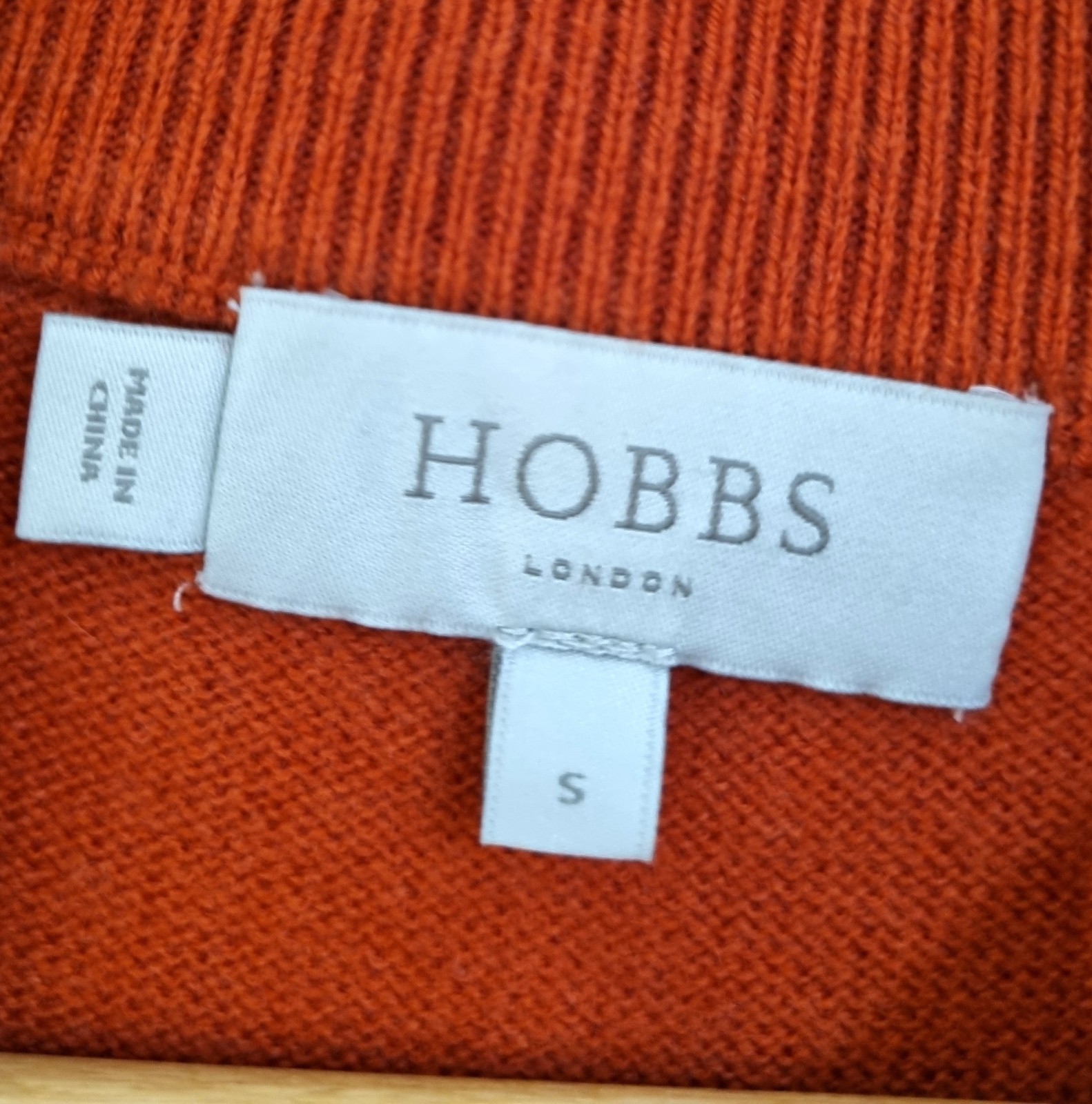 Hobbs Jumper Size S Orange Cashmere Wool Talia Bardot Neck image 7