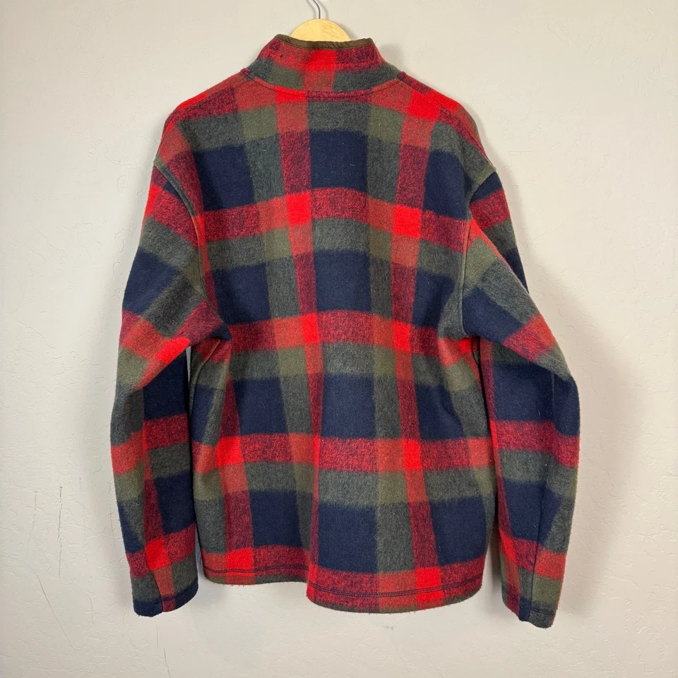 Pullover de franela gruesa Orvis para hombre talla XL 1/4 botón a presión a cuadros doble cepillado Foto 2 de 4