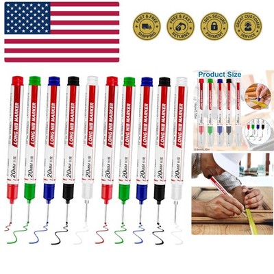 Long Nib Permanent Markers - 10 Pcs Waterproof Multi-Surface Marking Set