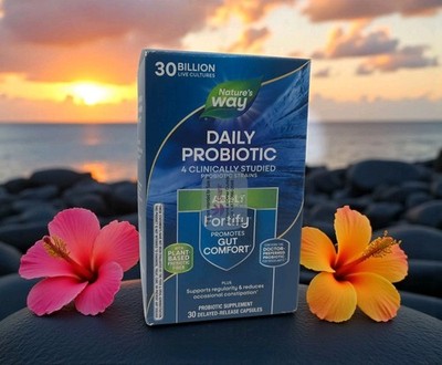 Natures Way Daily Probiotic ADULTS Fortify 30 Billion 30ct Gut Comfort Exp 07/26