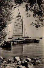 RPPC Sailboat Lake Balaton vintage real photo postcard e868