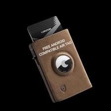 LORZOR RFID BLOCKING POP UP SLIM LEATHER WALLET, FREE ANDRIOD COMPATIBLE AIR TAG