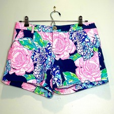 LILLY PULITZER Callahan Knit "On The Vine Floral" Print Blue Pink Stretch Size 2