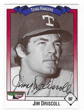 JIM DRISCOLL 1993 KEEBLER AUTOGRAPHED SIGNED # 8 TEXAS RANGERS