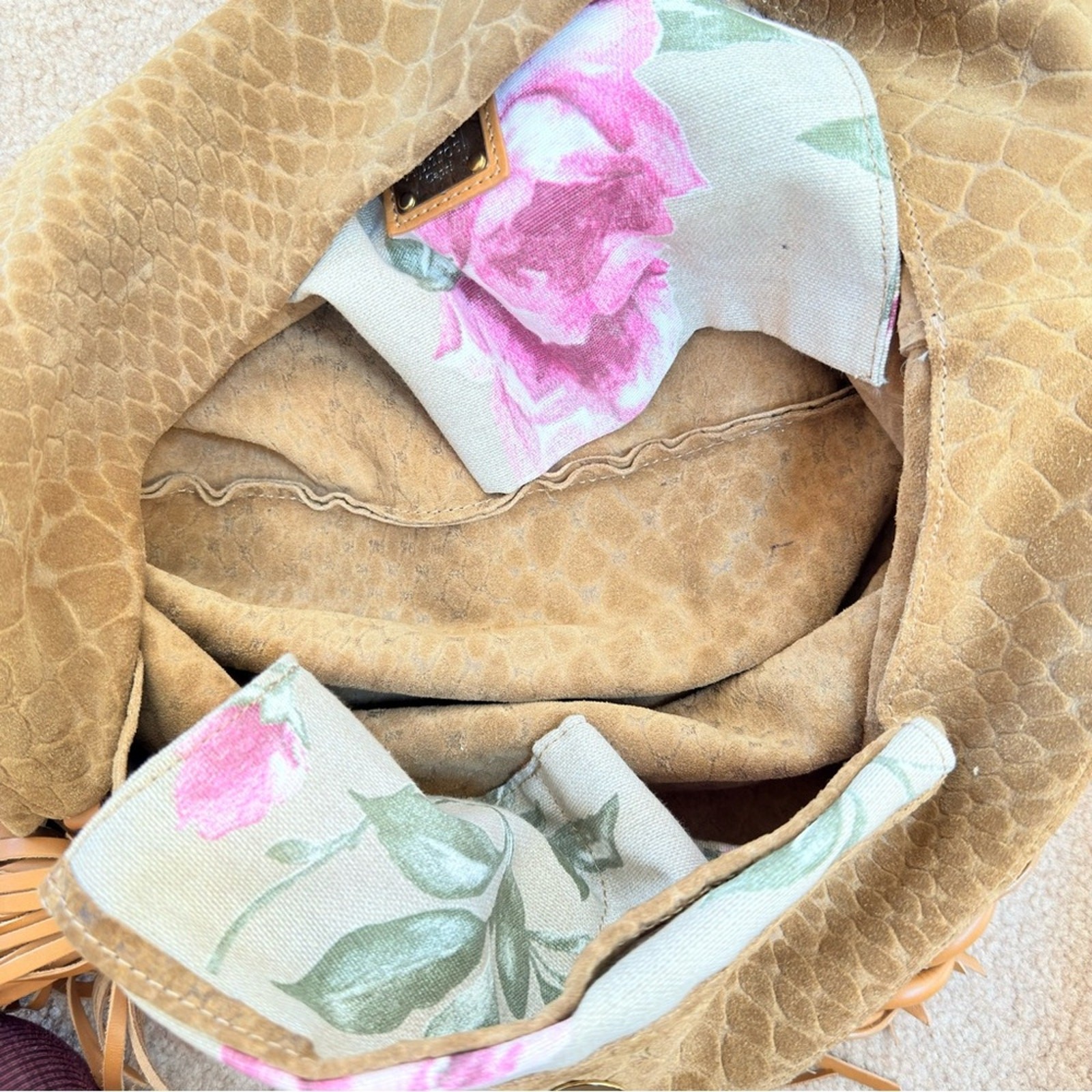 Rare Aphros Capri Suede Python Print Textured Tan… - image 8