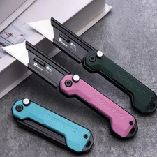 WORKPRO 3PCS Folding Utility Knife Quick Change Blade Box Cutter G10 Handle Axis