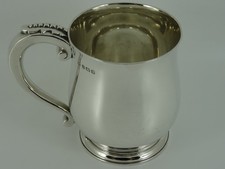 SUPERB GEORGE V ENGLISH SOLID STERLING SILVER PLAIN TANKARD BIRMINGHAM 1935 470G