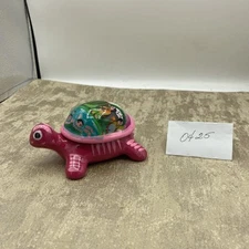 Hand Painted, Pink Turtle Terracotta Trinket Box  From Mexico~Family Scene. 5”