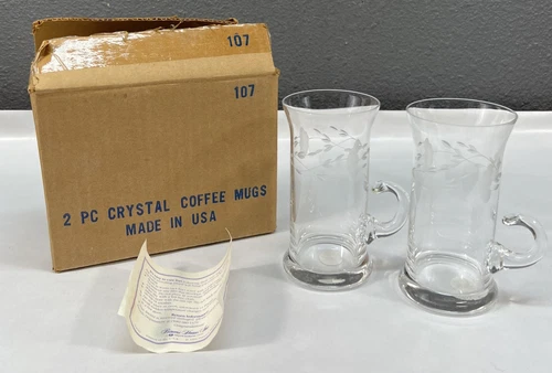 2-piece set Princess House Heritage Crystal Coffee Mug #107 Vtg  1994 RARE