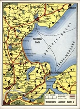 Map Travemunde Lubeck Germany vintage postcard f436