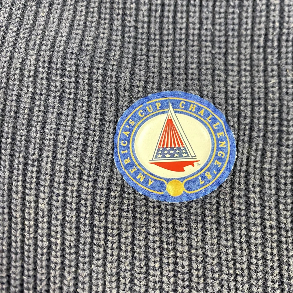 Suéter Vintage Americas Cup Challenge Para Hombre Grande Henley 1987 Parche Vela Años 80 Foto 4 de 4