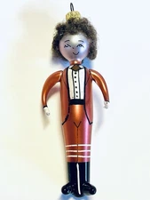 Vintage De Carlini Victorian Young Boy Blown Glass Christmas Ornament Italy