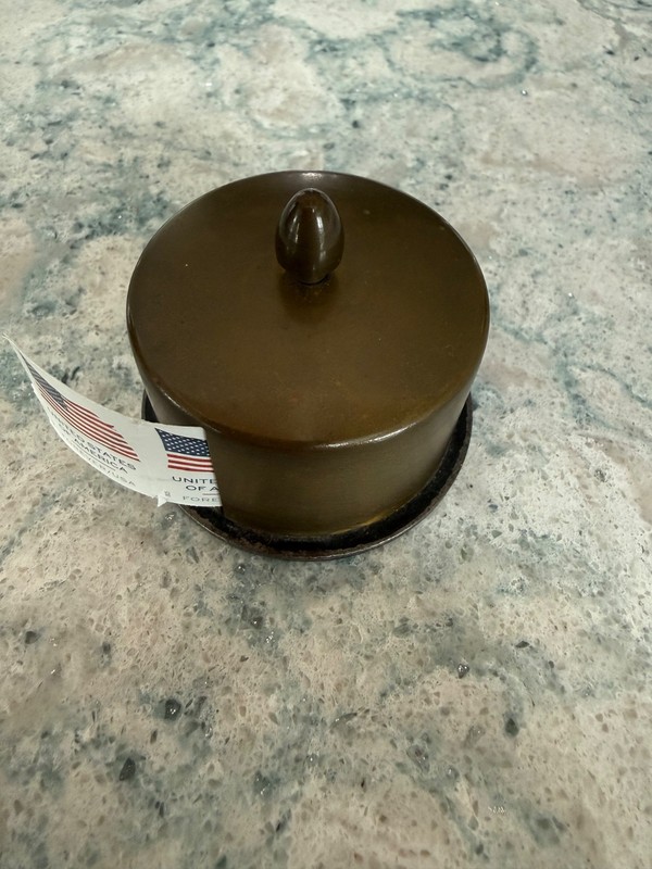 Vintage Brass Desktop Postage Stamp Keeper Roll Dispenser Holder