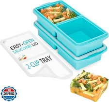 XOMOO Silicone Freezer Tray With Lid-Soup Freezer Container molds-2-cup Extra