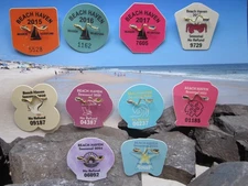 10  YEAR COLLECTION  BEACH  HAVEN  NEW  JERSEY  SEASONAL  BEACH  BADGES/TAGS