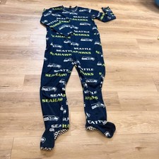 Seattle Seahawks NFL Adult XL Fleece Onepiece Pajamas Footed Sleepwear Football