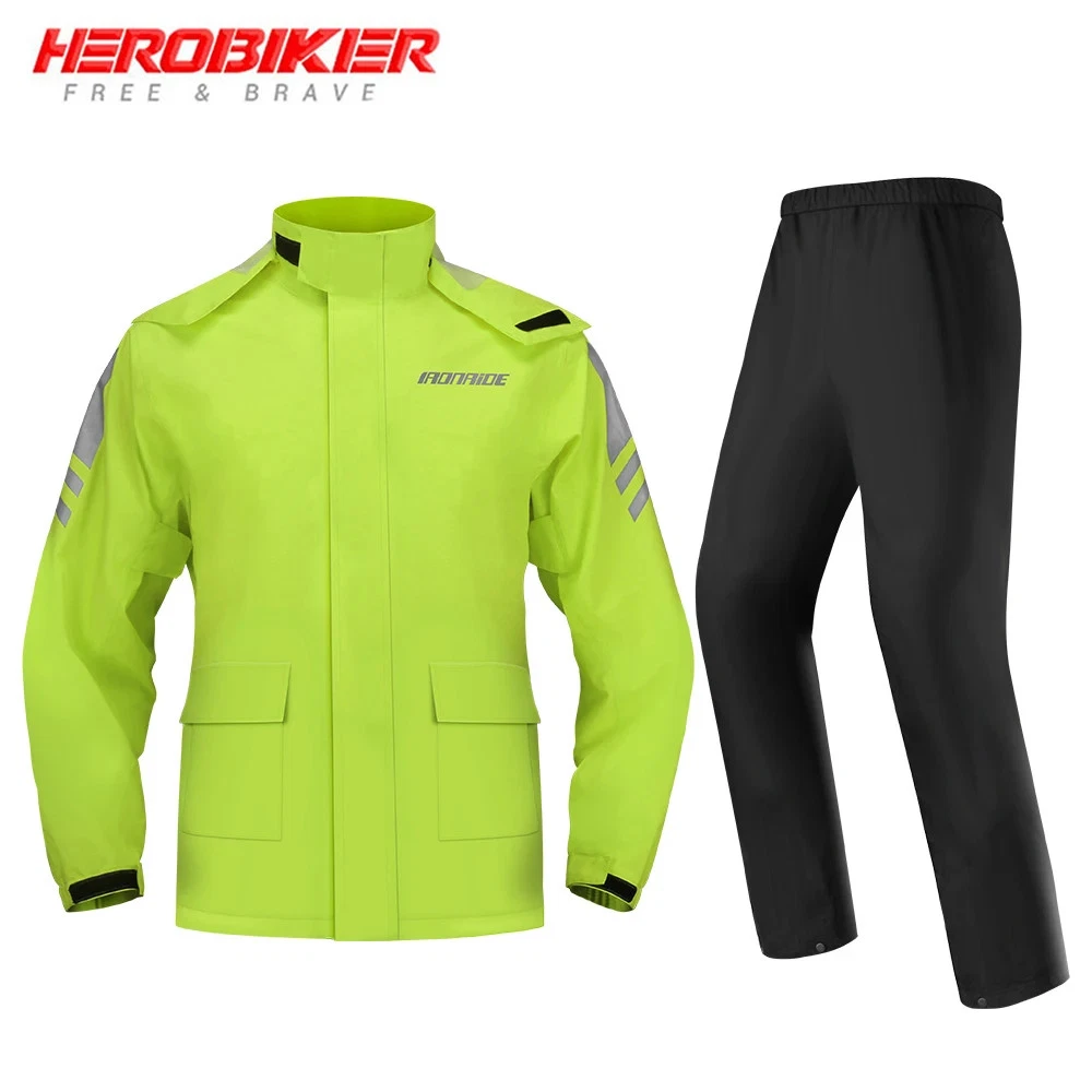 Motorcycle Raincoat Pants Set Outdoor Reflective Waterproof Rain Cycling Suit